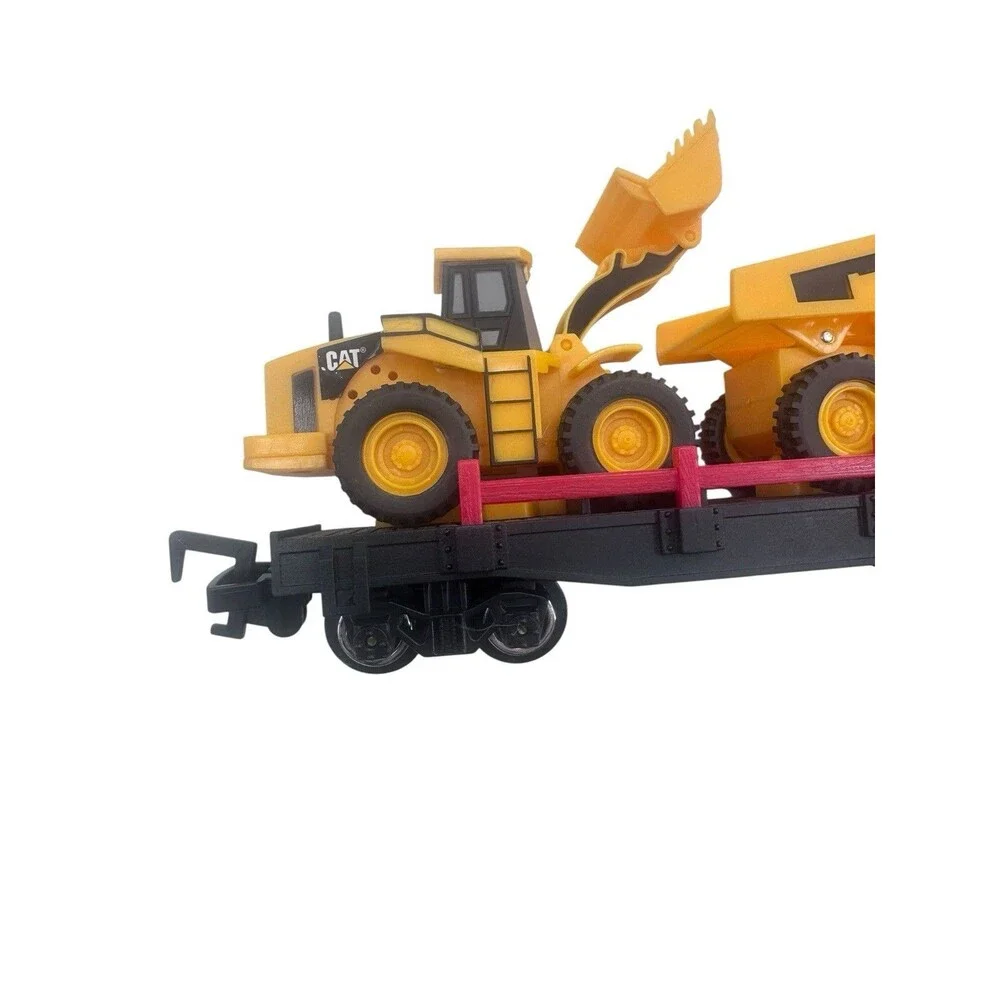 Toy State Train Carrier Dump Truck 2 CAT Caterpillar Dozer Construction Express